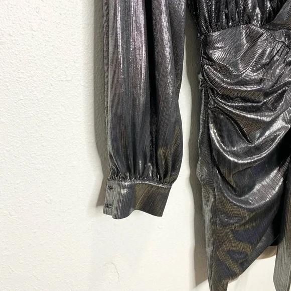 House Of CB Alvona Drape Mini Dress In Gunmetal Silver Small